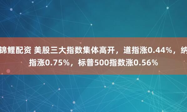 锦鲤配资 美股三大指数集体高开，道指涨0.44%，纳指涨0.75%，标普500指数涨0.56%